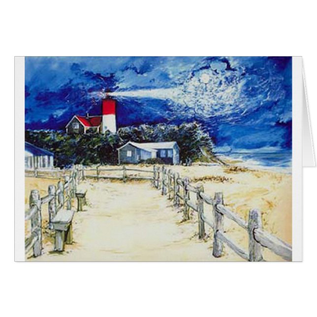 Lumière de Nauset conférant avec la lune (Devant horizontal)