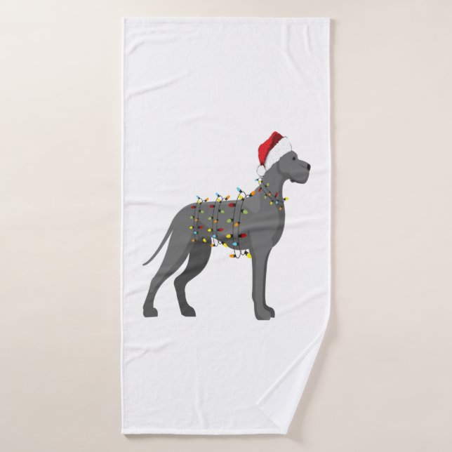 Lumière de Noël Great Dane (Serviette de bain)