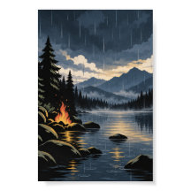 Lumière du feu & Pluie | Affiche de nature moderne