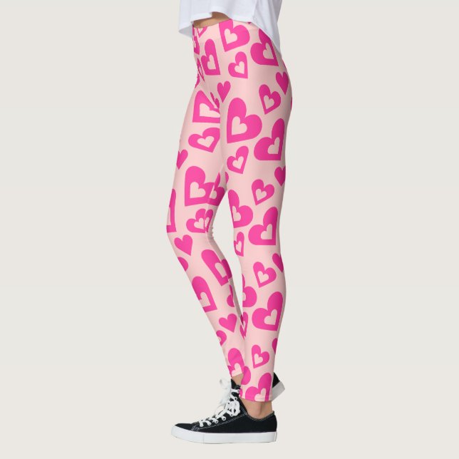 Lumière folle et Coeurs roses foncés Leggings (Gauche)