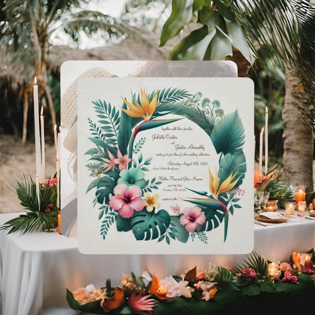 Lumière Tropical Essence Round Faire-part de maria (Créateur téléchargé)