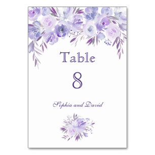 Lumière violet Dusty Blue Floral Numéro de table