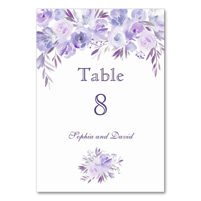 Lumière violet Dusty Blue Floral Numéro de table (Par défaut)