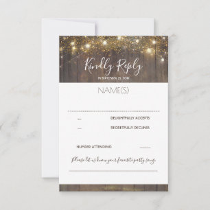 Lumières à bois et à cordes Mariage rustique RSVP