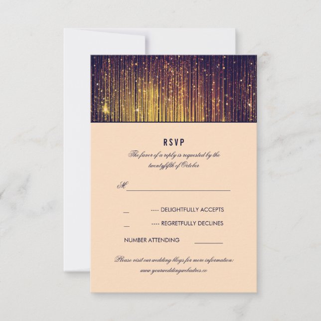 Lumières à cordes de Mariage marine et or RSVP (Devant)