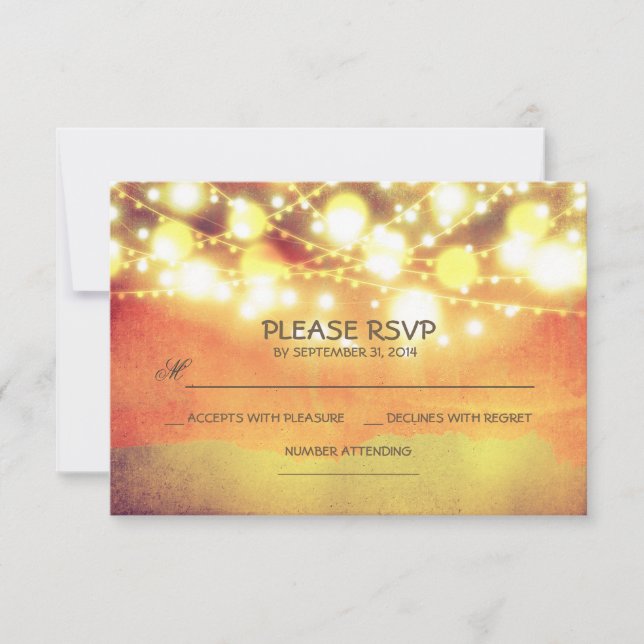 lumières à cordes éclatant mariage rustique RSVP (Devant)