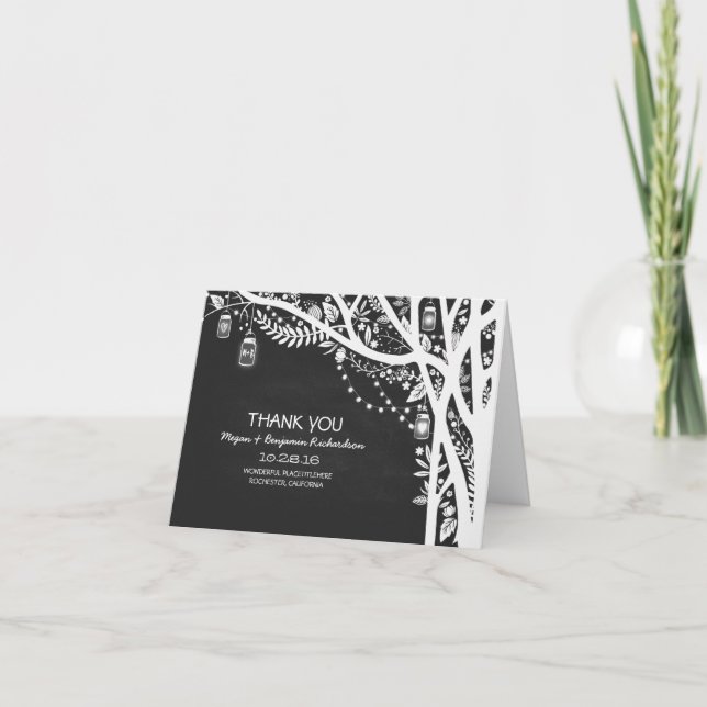 Lumières à cordes mason jarres arbre mariage merci (Devant)