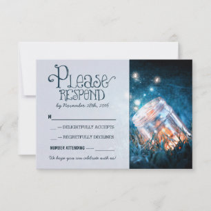 lumières bleues rustiques pot mason mariage RSVP