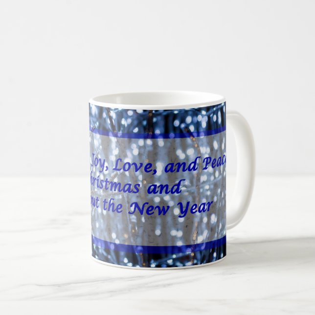 Lumières bleues Texte Abstrait Café de Noël Mug (Devant droit)