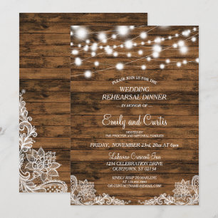 Lumières Bois et dentelle Invitation au dîner de