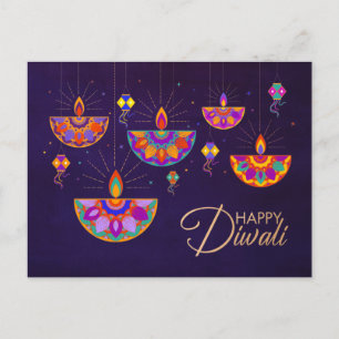 Lumières colorées Bonne carte postale Diwali