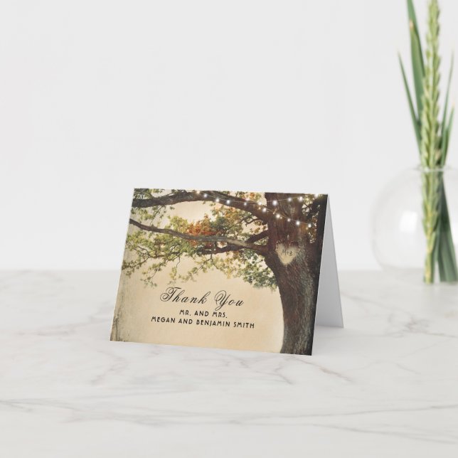 Lumières d'arbre de automne rustique Mariage Merci (Devant)