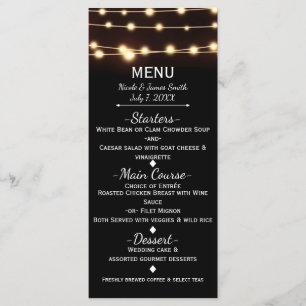 Lumières de chaîne de lueur d'ambre Menu de mariag