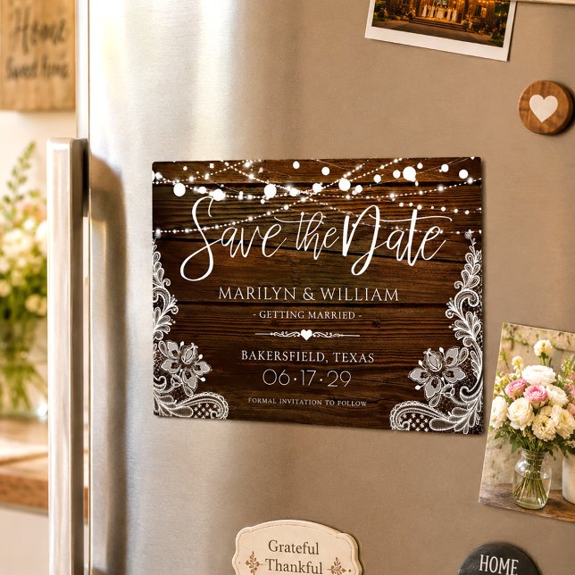 Lumières de Chaîne en Bois Rustique Mariage Enregi (Créateur téléchargé)