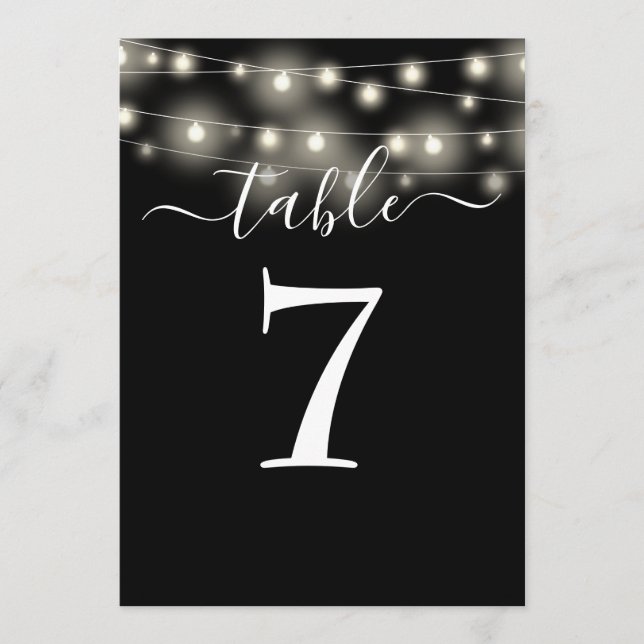 Lumières de Chaîne Noir et Blanc Numéro de Table (Devant)