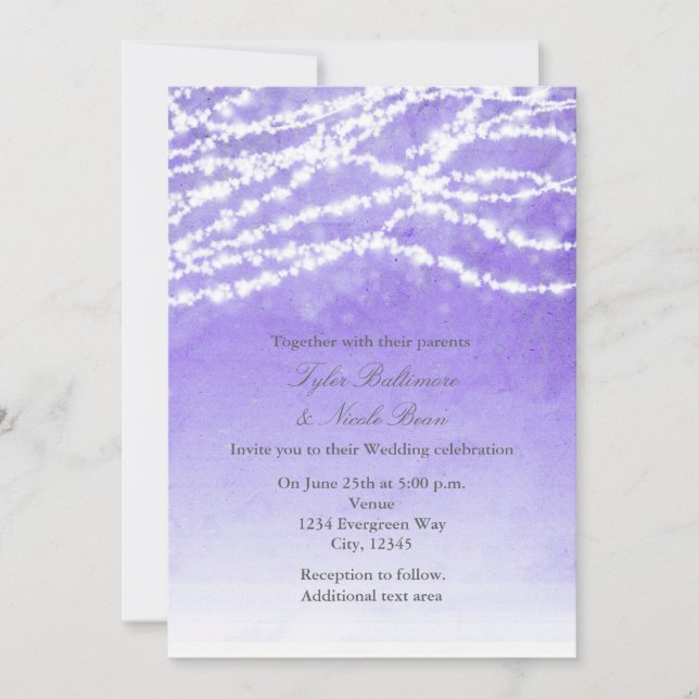 Lumières de Chaîne Rustiques Invitation de Mariage (Devant)