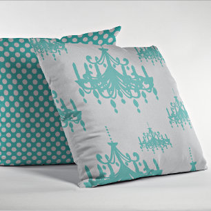 Lumières de Chandeliers Bleu sarcelle Coussin de j
