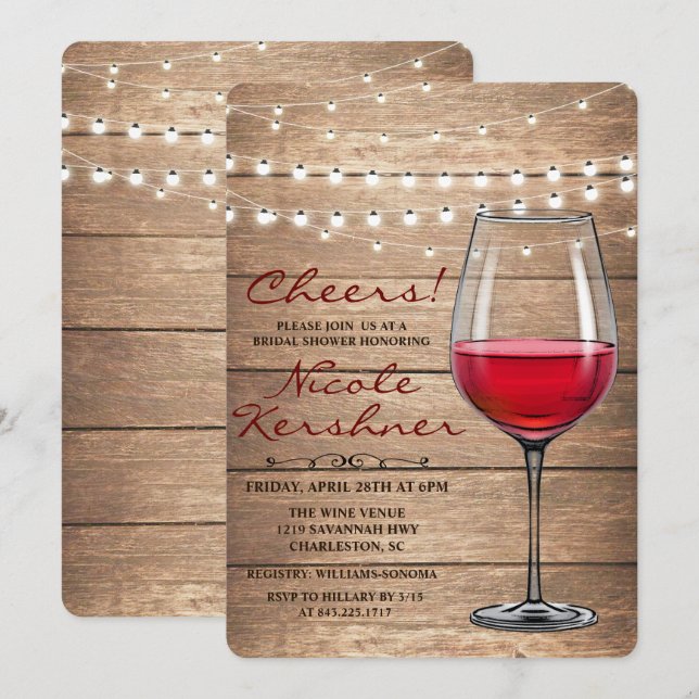 Lumières de corde de vin rustique Invitation de do (Devant / Derrière)