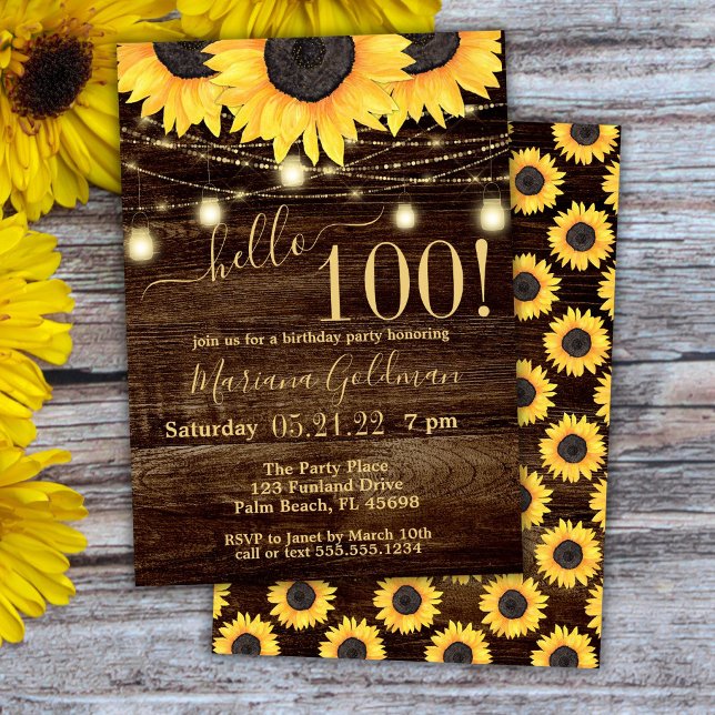 Lumières de ficelle de tournesols Invitation de fê (Créateur téléchargé)
