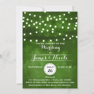 Lumières de forêt verte pour invitation de mariage