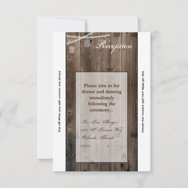 Lumières de jarres de maçon de carte de réception  (Devant)