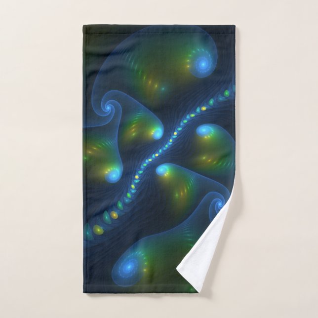 Lumières de l'Imaginaire Abstrait Bleu Vert Jaune  (Serviette à main)