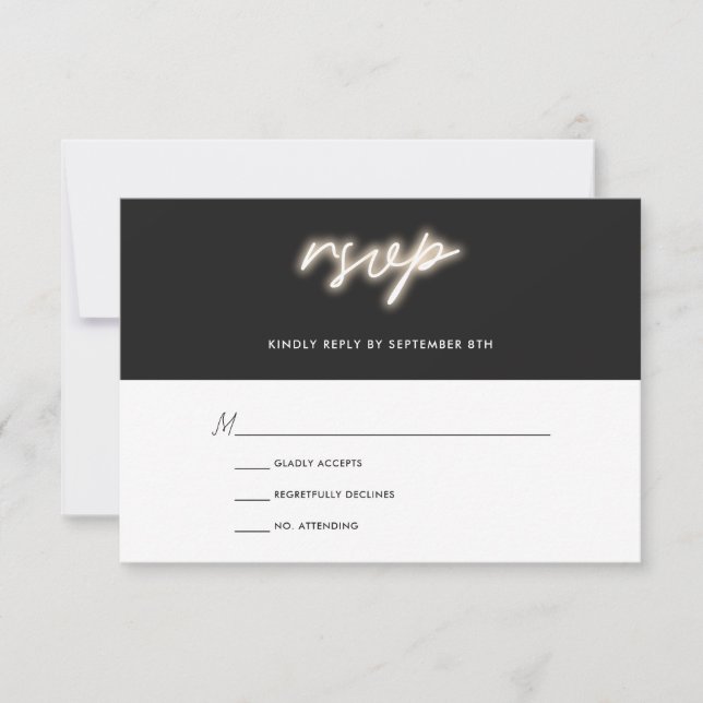 Lumières de Neon | Mariage moderne RSVP (Devant)