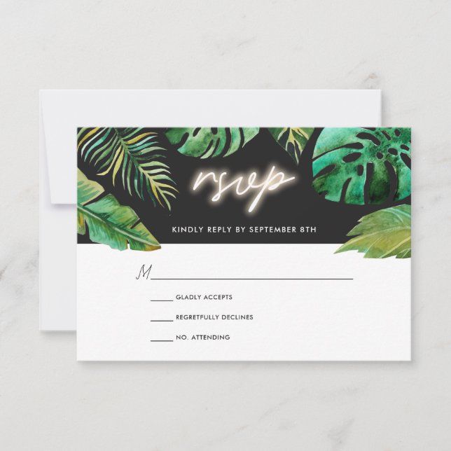 Lumières de Neon | Mariage tropical RSVP (Devant)