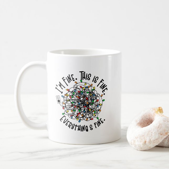 Lumières de Noël drôles Ironique Mug de Noël (Avec donut)