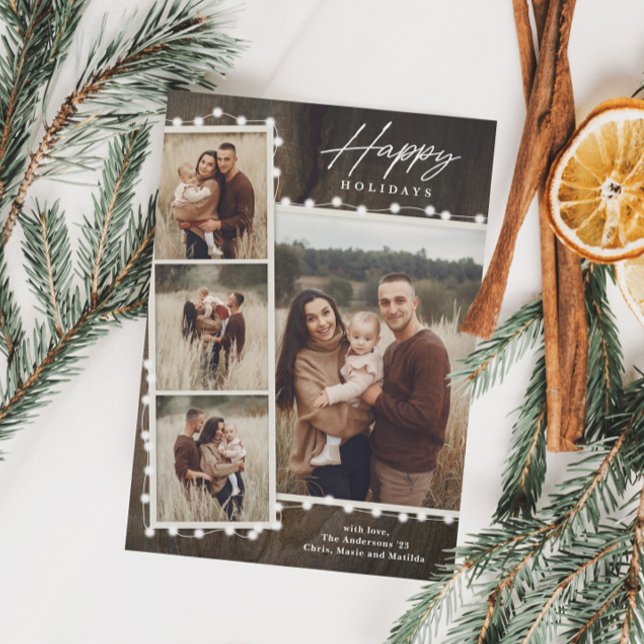 Lumières de Noël rustiques 4 Photo Collage Holiday (Créateur téléchargé)