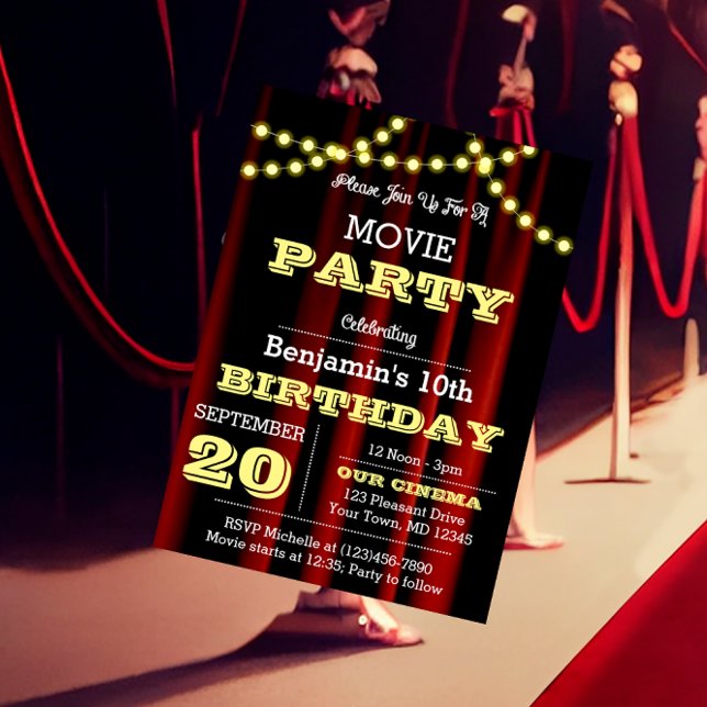 Lumières de théâtre Jaune Invitation Toutes Occasi (Créateur téléchargé)