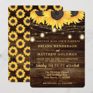 Lumières de Tournesols en Pot Mason Invitation de 