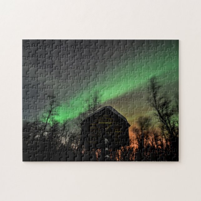 Lumières du nord au-dessus d'un puzzle de Sami (Horizontal)