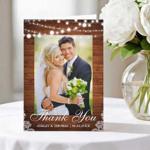 Lumières en bois rustique Dentelle Merci Mariage p