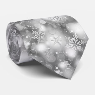 Lumières et flocons de neige, argent - cravates d
