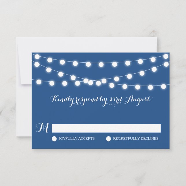 Lumières Fée Blanche | Carte RSVP de mariage bleu (Devant)
