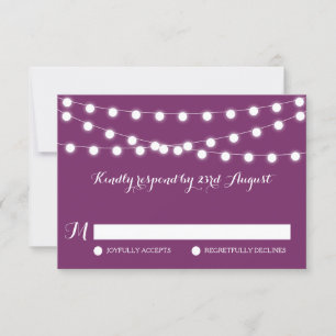 Lumières Fée Blanche Carte RSVP Mariage Violet