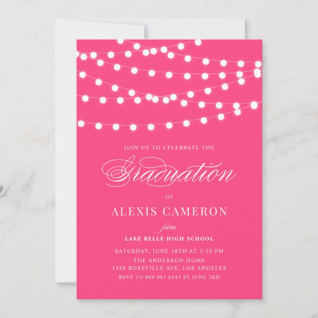 Lumières Fée Blanche | Red Graduation Invitation (Devant)