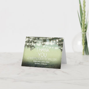 lumières nocturnes cartes de remerciements rustiqu