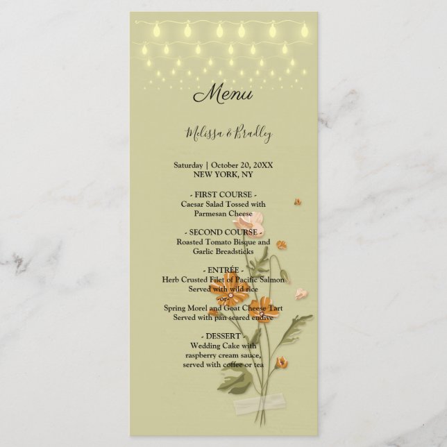 Lumières rustiques tendance  Floral  Menu de maria (Devant)