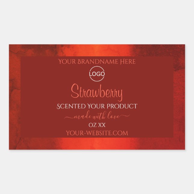 Lumineuse Motif de marbre rouge Logo Étiquette de  (Devant)