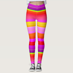 Lumineux rouge violet jaune créatif rayé Leggings