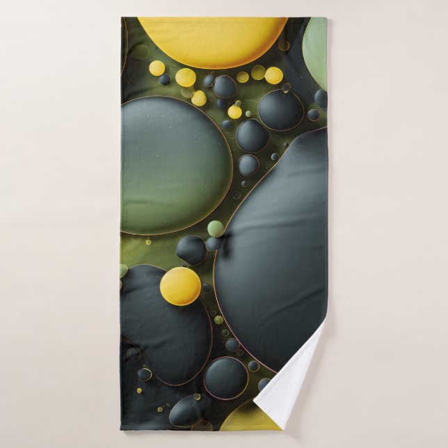 Luminous Fluid Dynamics: Yellow and Green Abstract (Serviette de bain)
