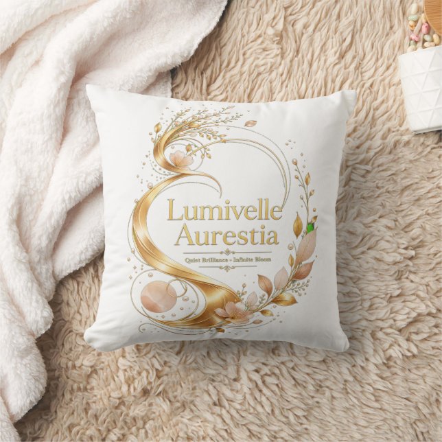 Lumivelle Aurestia – Coussin Élégance Fleur Dorée (Couverture)
