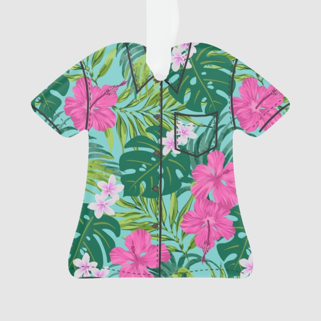 Luna Hibiscus Garden Hawaiian Aloha Shirt- Aqua (devant)
