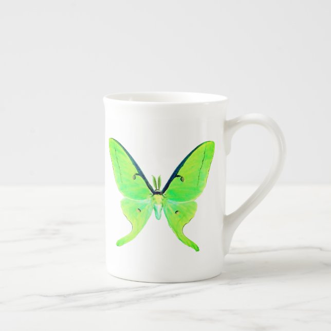 Luna Moth Pastel Lime Green Bone China Mug (Droite)