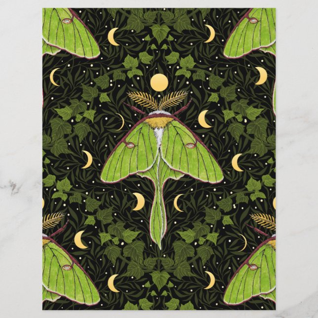 Luna moth, phases de lune et damas de lierre 2 (Devant)