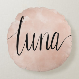 Luna Nom Lettre Manuscrite Coussin Rond