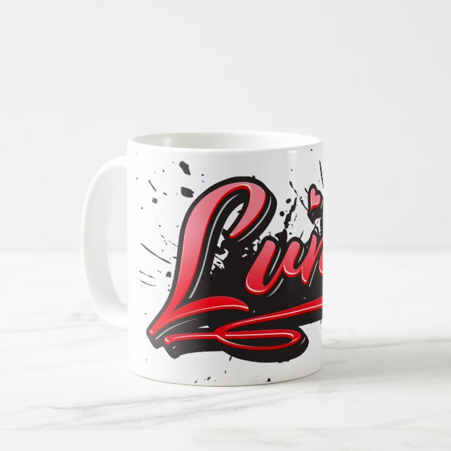 Luna red Heart Graffiti Tasse de café (Devant gauche)