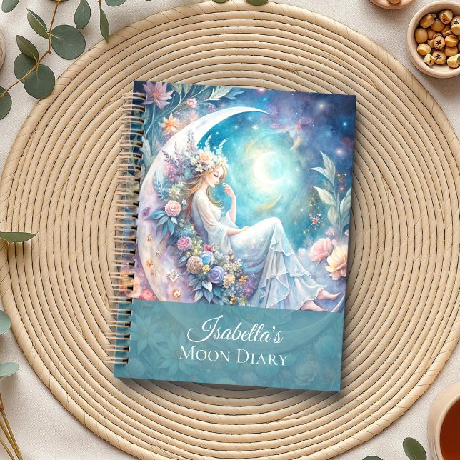 Lunaire Dreams Fairy Planner (Lunar Dreams Fairy Planner on a boho table with eucalyptus and a cup of tea.)